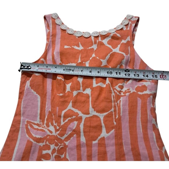 Lilly Pulitzer Target Dress Womens 2 Orange Mini Giraffe Linen Tropical Vacation - Picture 11 of 12